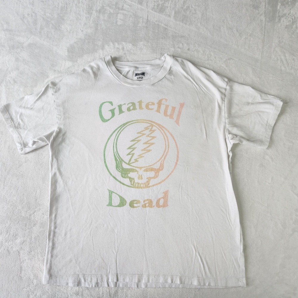 The Grateful Dead Rainbow Skull Dead Head Band Tee Crew Neck Shirt Mens Small